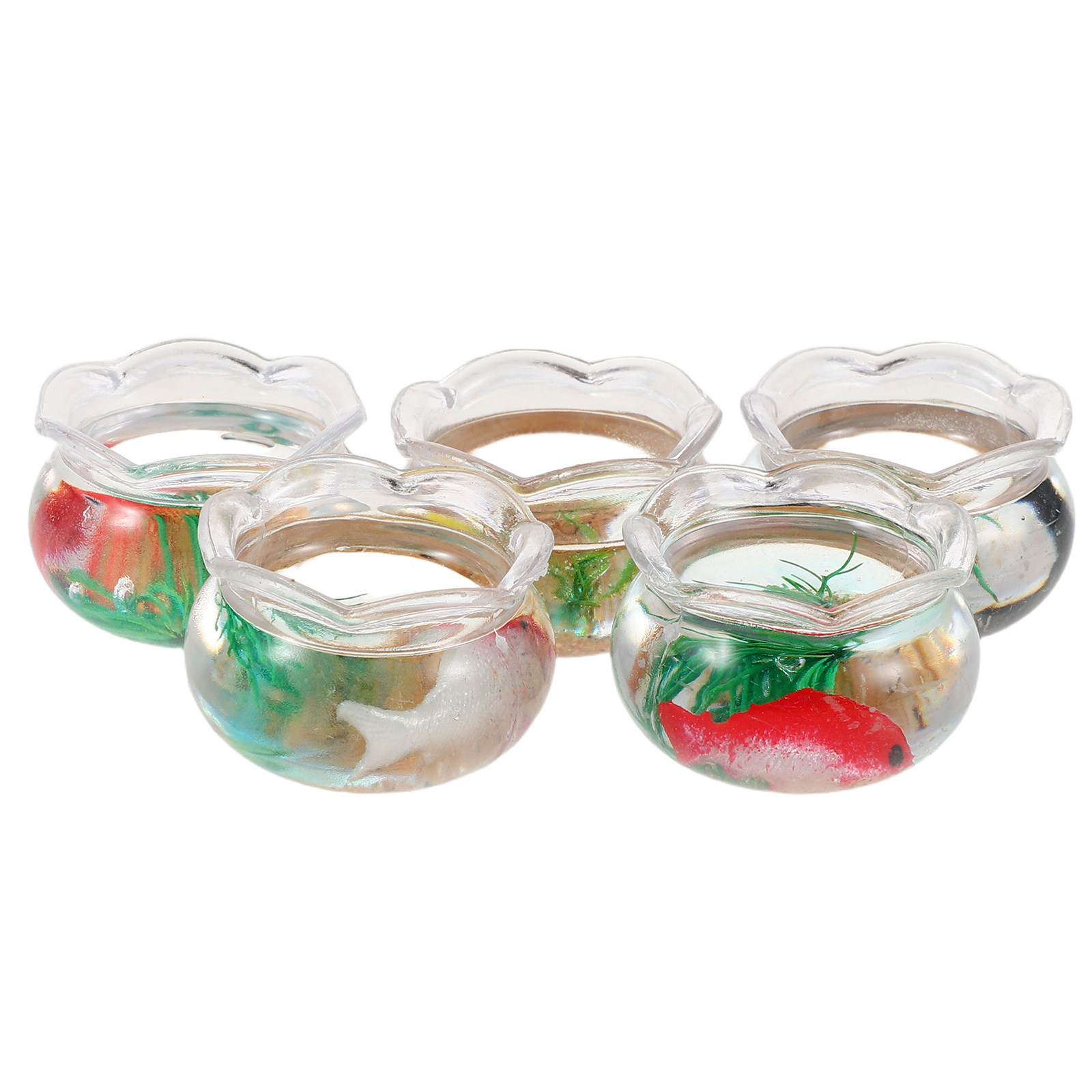 Fish Toy In Aquarium - 5Pcs Mini Fish Bowl Small Round