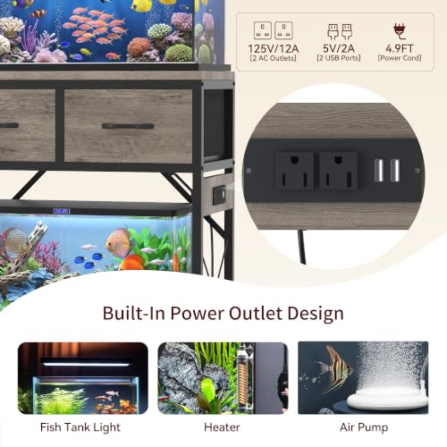 Fish Tank Stand for 20-29-37 G - Aquarium Fish Black recension och pris