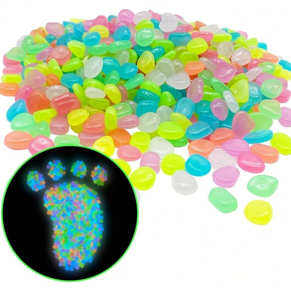 500 PCS Multi-Color Glow Pebbl - Aquarium Fish Colorful recension och pris