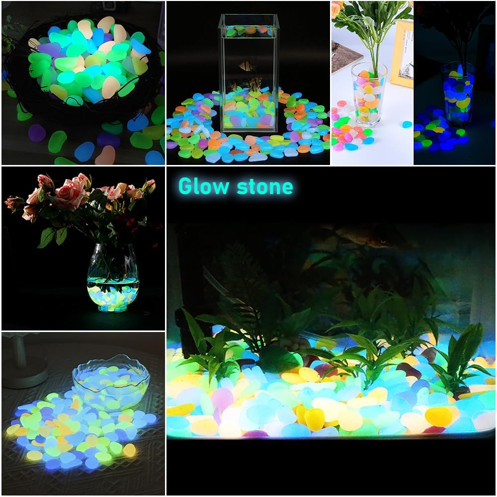 500 PCS Multi-Color Glow Pebbl - Aquarium Fish Colorful recension och pris