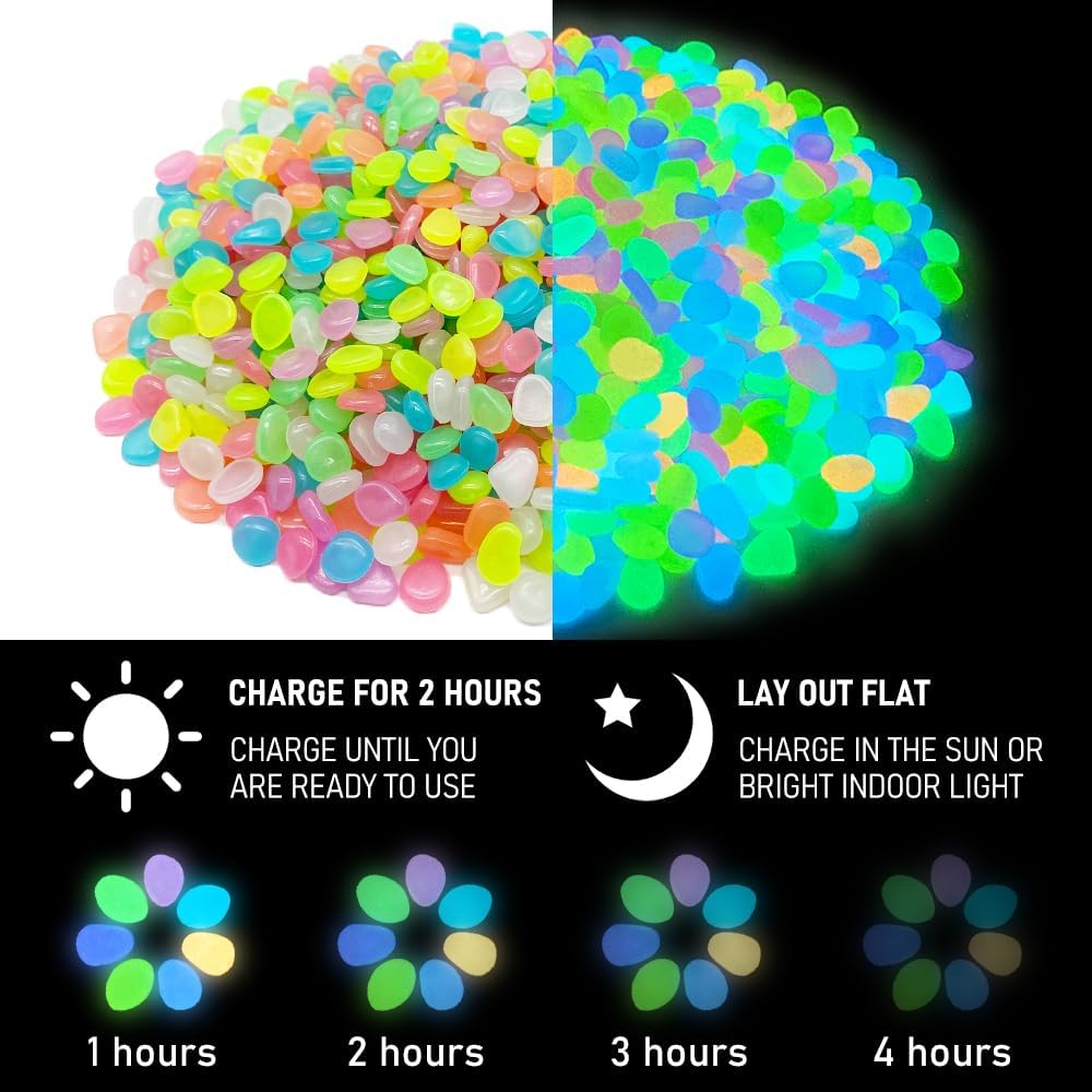 500 PCS Multi-Color Glow Pebbl - Aquarium Fish Colorful recension och pris